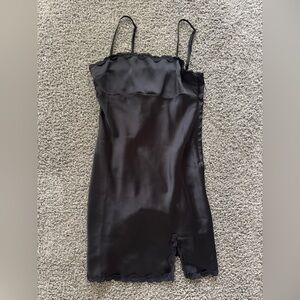 Black lace slip dress